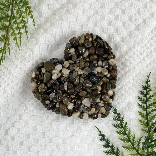 Natural Brown Stone Pebble Heart Soap Dish
