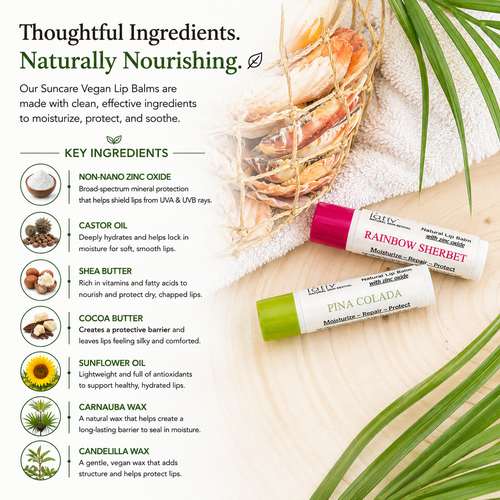 Suncare Vegan Lip Balms Ingredients