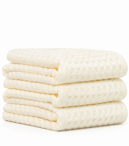 3 Pack Cream Cotton Waffle Weave Washcloth