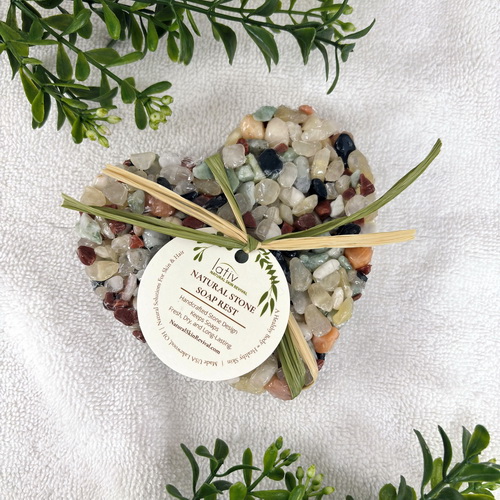 Natural Twilight Stone Pebble Heart Soap Dish